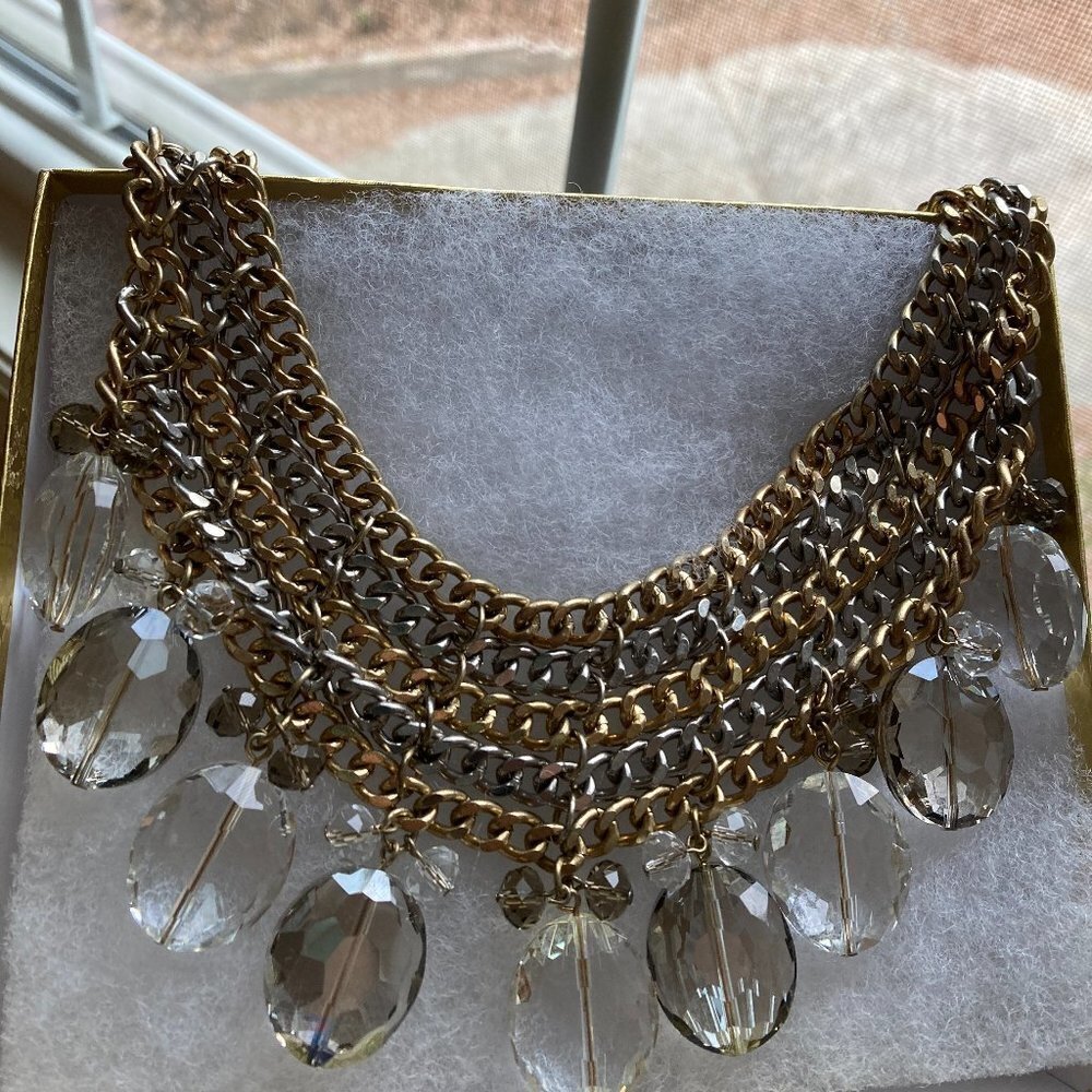Mixed Metals Necklace with Dangling Glass Beads‎ - Picture 4 of 5